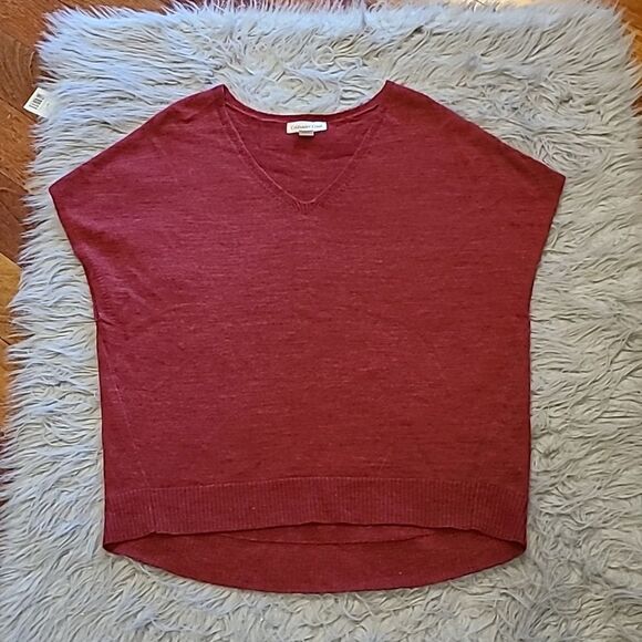 Coldwater creek womens red vneck wool blend sleeveless sweater size small - Picture 1 of 5